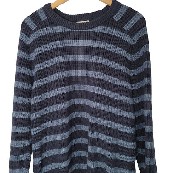 L.L. Bean- Blue and Navy striped sweater- size Large - Picture 2 of 8